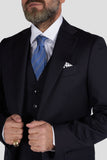 Three Piece Suit With Waistcoat In Blue Wool