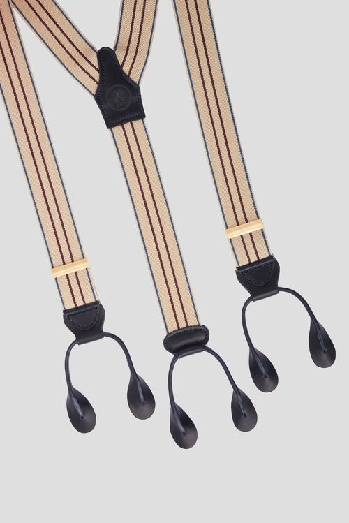 Cream/Bordeaux/Light Blue Striped Tailored Suspenders