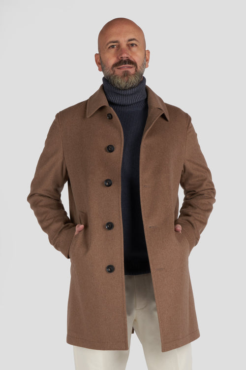 Cappotto In Cashmere cammello tessuto Loro Piana