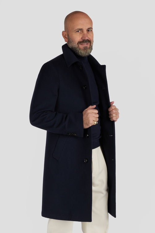 Cappotto In Cashmere Blu Sfoderato