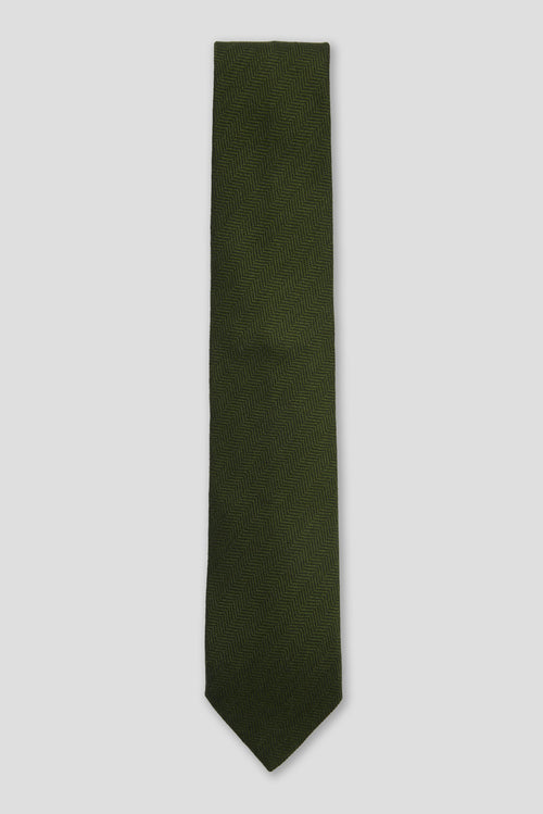 Tie In Cashmere Silk And Green Wool