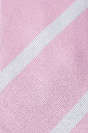 Cravatta In Pura Seta Regimental Rosa /Bianco
