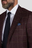 Burgundy/camel overcheck pure wool jacket