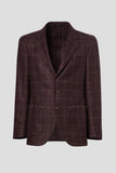 Burgundy/camel overcheck pure wool jacket