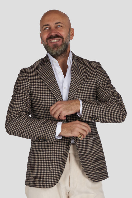giacca in lana seta cashmere quadretto