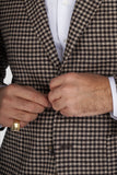 Dark brown/sand check wool, silk and cashmere jacket