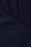 Maglia lana seta cashmere con collo a V blu