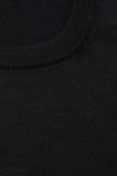 Black cashmere silk wool crewneck