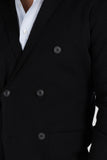 Double-breasted cardigan in black extrafine pure wool