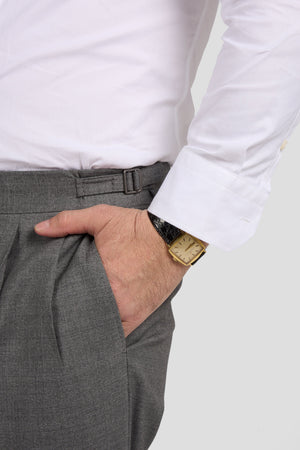 pantaloni grigio doppia pinces