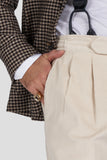Cream double fold corduroy trousers