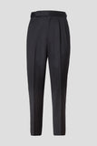 Gray double pleat wool trousers