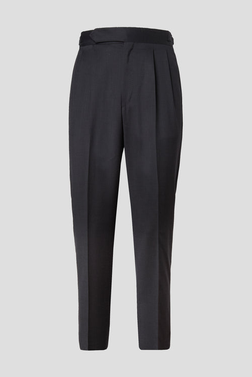 Gray double pleat wool trousers
