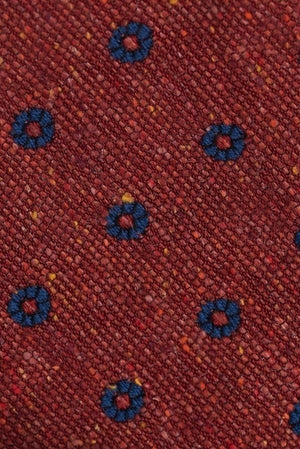 papillon seta e lana  da annodare motivo floreale bordeaux/azzurro