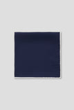 Blue Silk Pocket Square with White Border