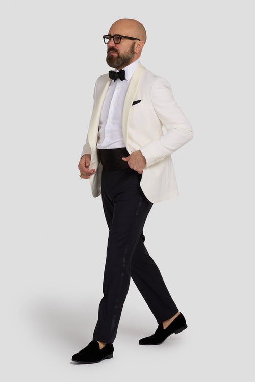 Smoking Bianco E Pantalone Nero In Lana