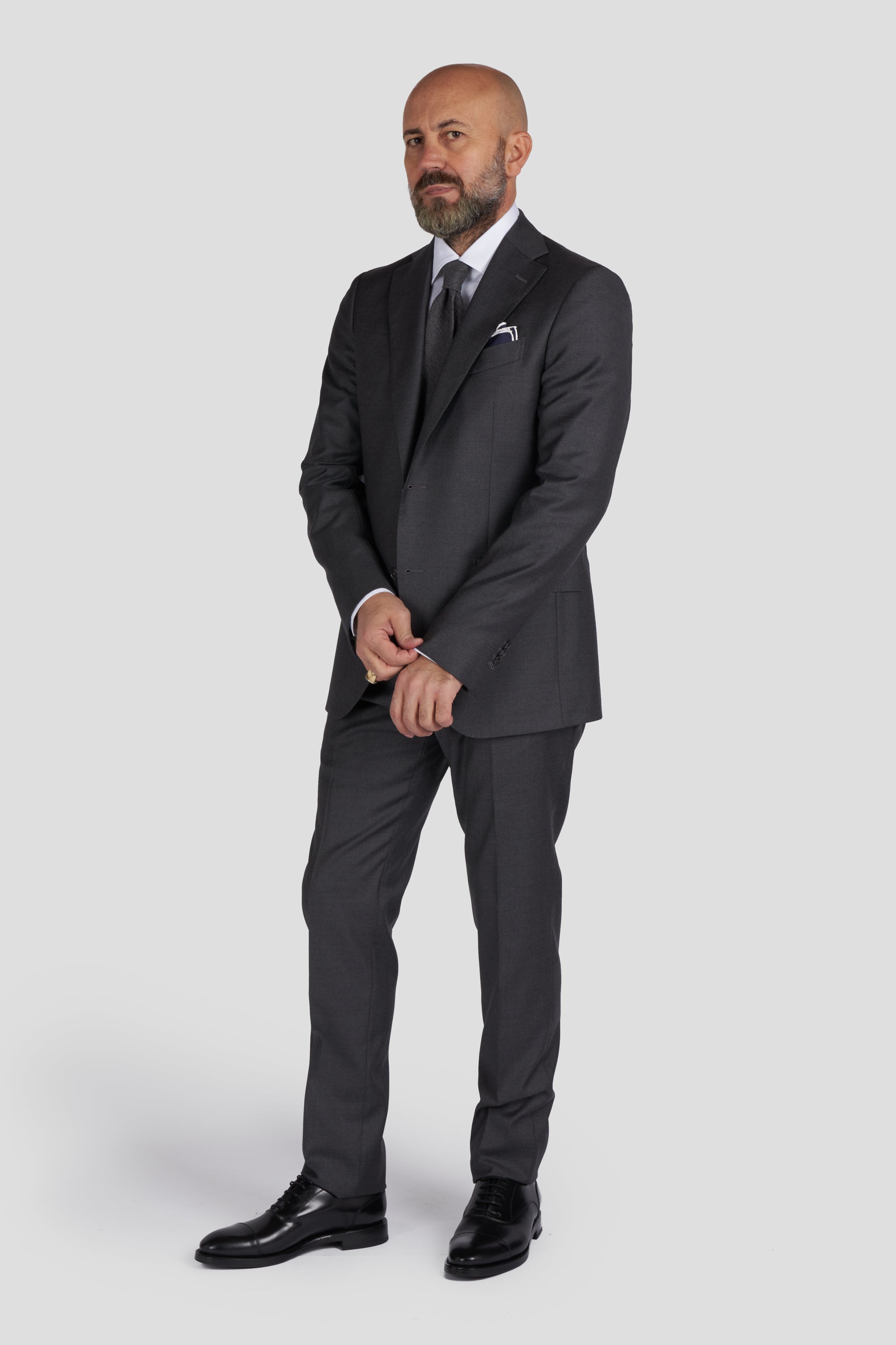 LARDINI loro piana ダークグレー スーツ 46 LORO PIANA Spagna Unstructured Cashmere-Blend Jersey Suit