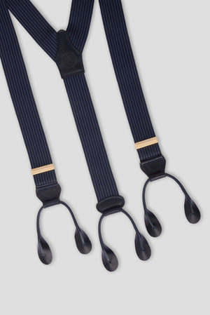 White / Blue Striped Tailored Braces