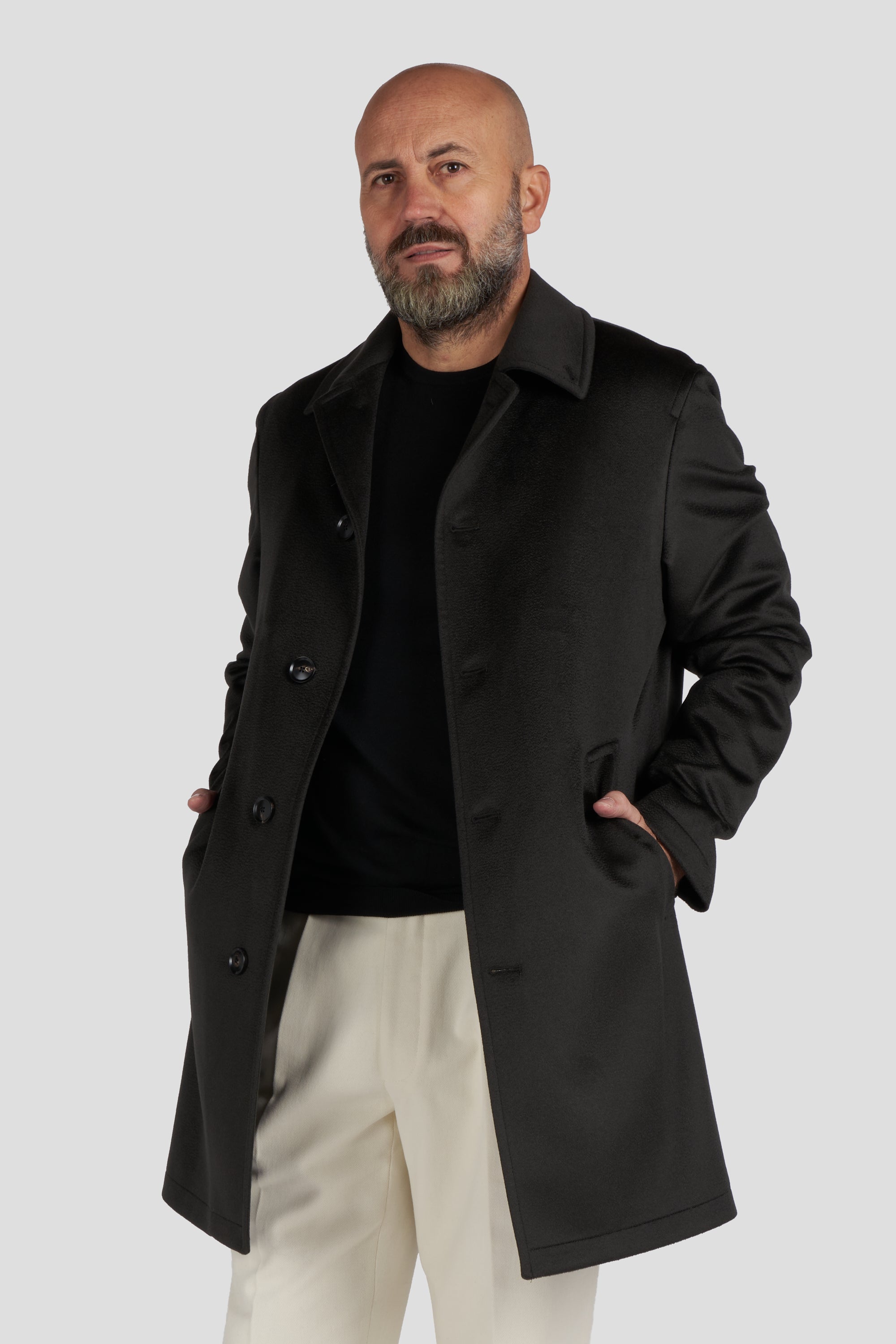 Cappotto In Cashmere Nero tessuto Loro Piana