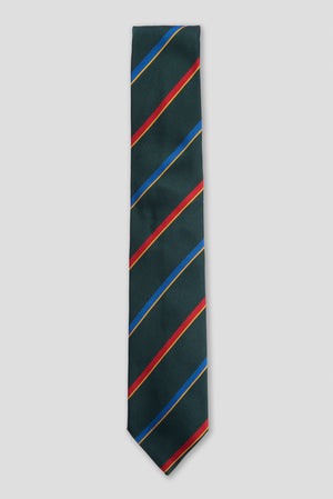 Tie In Pure Silk Of Como Regimental Green/Orange/Blue/Gold