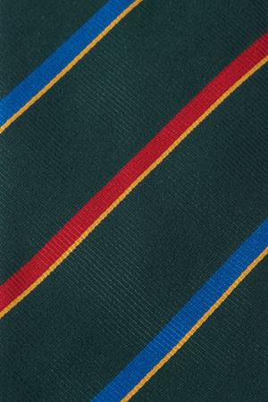 Tie In Pure Silk Of Como Regimental Green/Orange/Blue/Gold