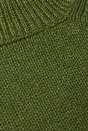 Turtleneck in green wool, silk and cashmere