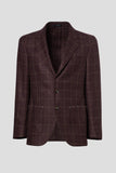 Burgundy/camel overcheck pure wool jacket