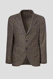 Dark brown/sand check wool, silk and cashmere jacket