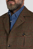 Sand/burgundy/dark brown check pure wool jacket
