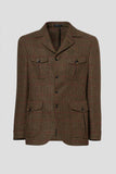 Sand/burgundy/dark brown check pure wool jacket