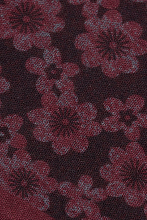 Bordeaux/Grey Flower Design Wool Pochette